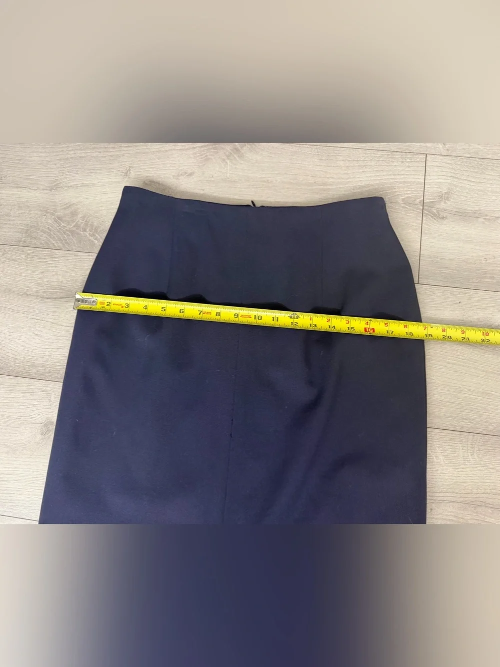7117 Jones New York Women Navy Worsted Wool Midi Pencil Skirt Lined Slit Zip 12